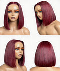 Burgundy lace front human hair wigs 10 inch