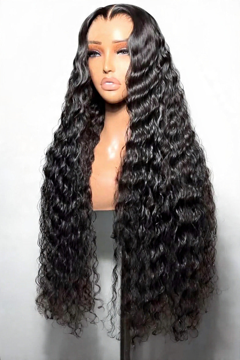 22-inch brazilian hair water wave glueless wig 13*4 full frontal lace wig