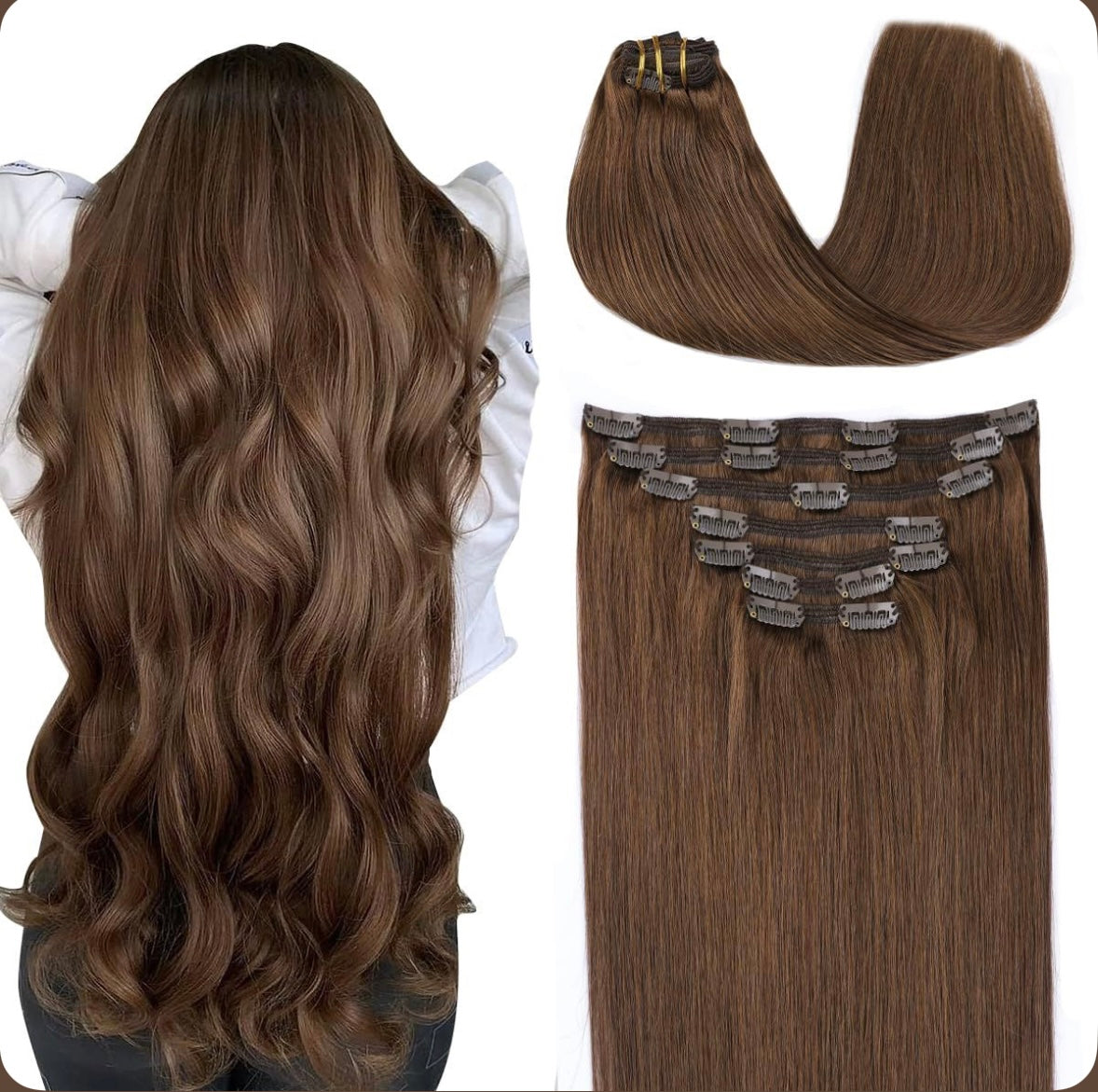 Brown straight clip-in Extensions