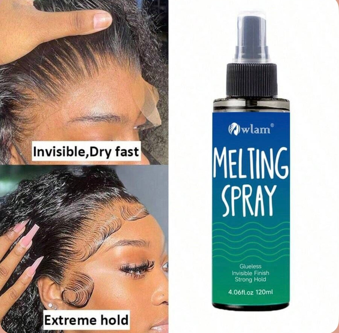 Lace melting spray and holding spray